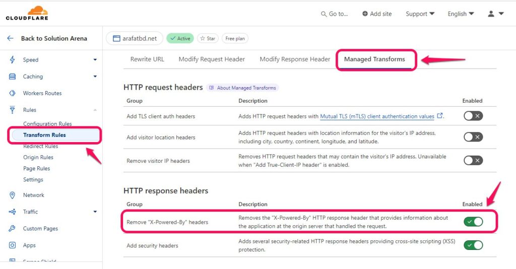 http response header on cloundflare